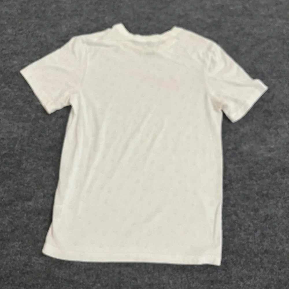 Nike T-Shirt Mens Size S White Dri-Fit Red Swoosh Basketball Print Athletic Tee